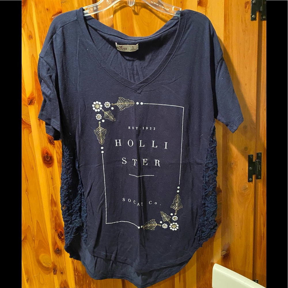 Navy Hollister Tshirt Lace Size S